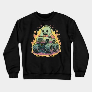 funny Slime Ghost ride a monster truck Crewneck Sweatshirt